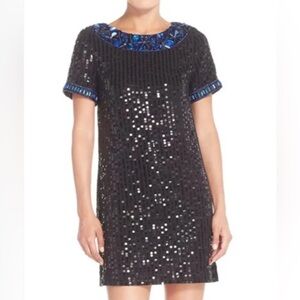 CeCe by Cynthia Steefe Black and Navy Formal Cocktail Mini Sequin Dress Size 4